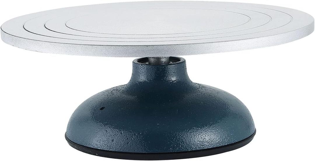 MYFULLY 12'' Diameter Sculpting Pottery Wheel | Heavy Duty Cast Iron Metal Pottery Decorating Banding Wheel with Non-Skid Rubber Boot & Ball Bearings (12" Diameter)