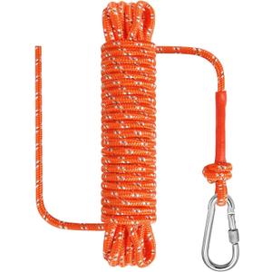 6 mm x 10 Meters Outdoor Rope for Marine, Hunting, Boating, Fishing, Rafting, Camping, Hiking, Anchor, Mooring, Floating, Dock Lines, Kayak, Canoe, Rescuing Orange with Hook