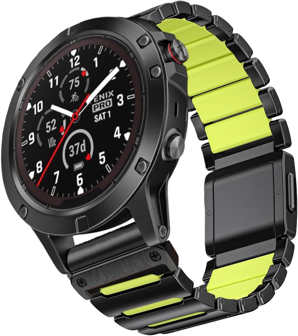Titanium Compatible for Garmin Fenix 8 51mm 7X 6X 5X Watch Band,26mm Dual-Color Magnetic Quickfit Bands Gifts for Men Fenix 7X 6X Pro/5X Plus/3HR/Instinct 2X Solar3 50mm/Enduro/Tactix/Epix Pro2