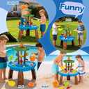 VROGTIK Water Table for Toddlers with Fishing Game Set 3-Tier Kids Sand Water Table Sensory Outdoor Toys for Kids Ages 4-8 Summer Beach Outside Toys Backyard for Kids Toddlers Age 3 4 5 6 7 8 9 10