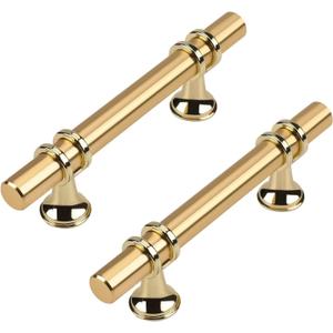 25 Pack Kitchen Cabinet Handles Gold Cabinet Pulls 3 Inch Brushed Gold Drawer Pulls for Dresser Bathroom Modern Kitchen Hardware for Closet and Cupboard, Zinc Alloy Base, Hole Center: 3 inch (76mm)