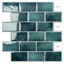 DEWOO Teal Green Peel and Stick Subway Tile Backsplash Self Adhesive Brick Stickers for Kitchen Bathroom Wall, 10-Sheet, 12"×12"
