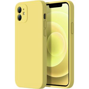 Designed for iPhone 12 Case - Upgraded Camera Protection - Soft Microfiber Lining Inside - Liquid Silicone Shockproof Protective Phone Case 6.1" for Men Women Girls - Yellow