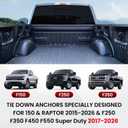 Tie Down Anchors Fit for Ford F150 & Raptor 2015-2026 & F250 F350 F450 F550 2017-2026, Aluminium Truck Bed Tie Downs Car Accessories 4-Pack Replace# FL3Z-99000A64-B & FL3Z-9928408-AB Black