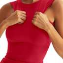 Eachyes Womens Double Lined Racerback Tank Tops High Neck Fitted Sleeveless Tops Basic Thick Strap Going Out Summer Outfits (Red, M)