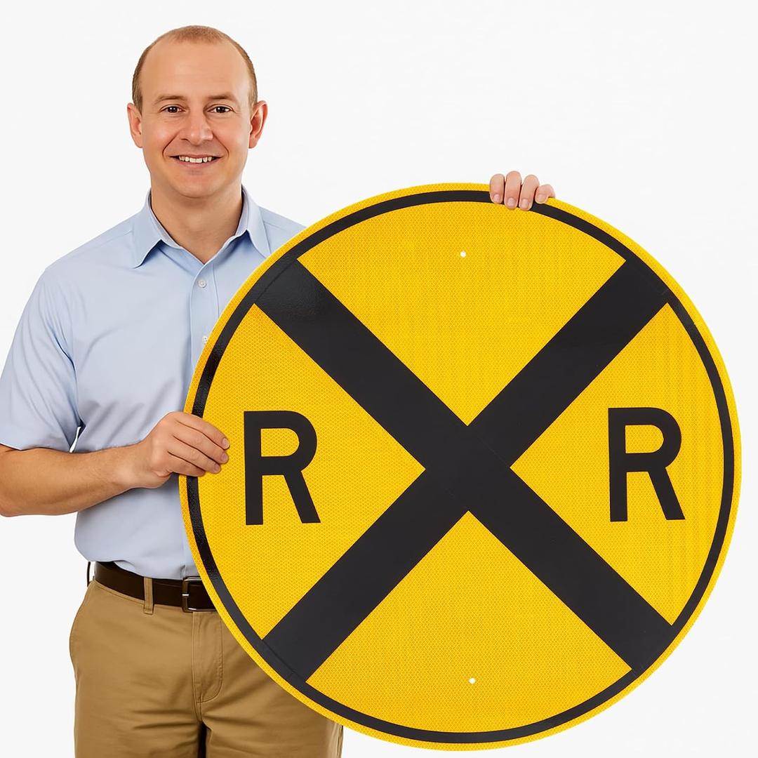 Zonon 30" Railroad Crossing Sign, Heavy-duty Aluminum Rail Road Sign, High Intensity Reflective Film, Built Like a Tank Rustproof, Rust & Weatherproof Collector Wall Decor for Man Cave Basement Garage