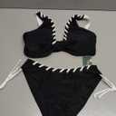 Blooming Jelly Womens Cheeky Bikini Sets Sexy V Neck Color Block Swimsuits High Cut Tie Side Bathing Suit(Medium, Black)