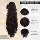 Flufymooz Ponytail Extension, 26 Inch Drawstring Ponytail Hair Extensions for Women Long Curly Wavy Pony Tail Natural Wavy Synthetic Hairpiece for Women Daily Use party (26 Inch Black Brown)