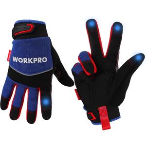 WORKPRO Safety Work Gloves, Mechanic Working Gloves for Men Women, Touch Screen, Terry Fabric, Non-Slip (XL, Blue Black)