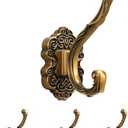 SDH Antique Brass Coat Hooks – Heavy Duty Wall Mounted – Vintage Decorative for Coats, Towels, Keys & Purse – Rust Resistant & Easy Installation Kit Included - Pack of 4