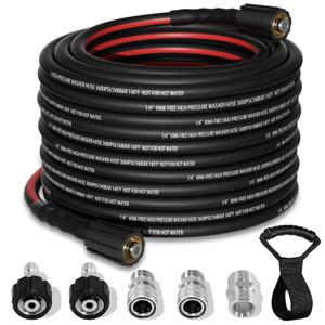 Flexible Pressure Washer Hose 50 FT, 3600 PSI Kink Resistant Power Washer Hose Replacement, 1/4" electric Washer Hose Extension With M22 x 3/8" Quick Connector