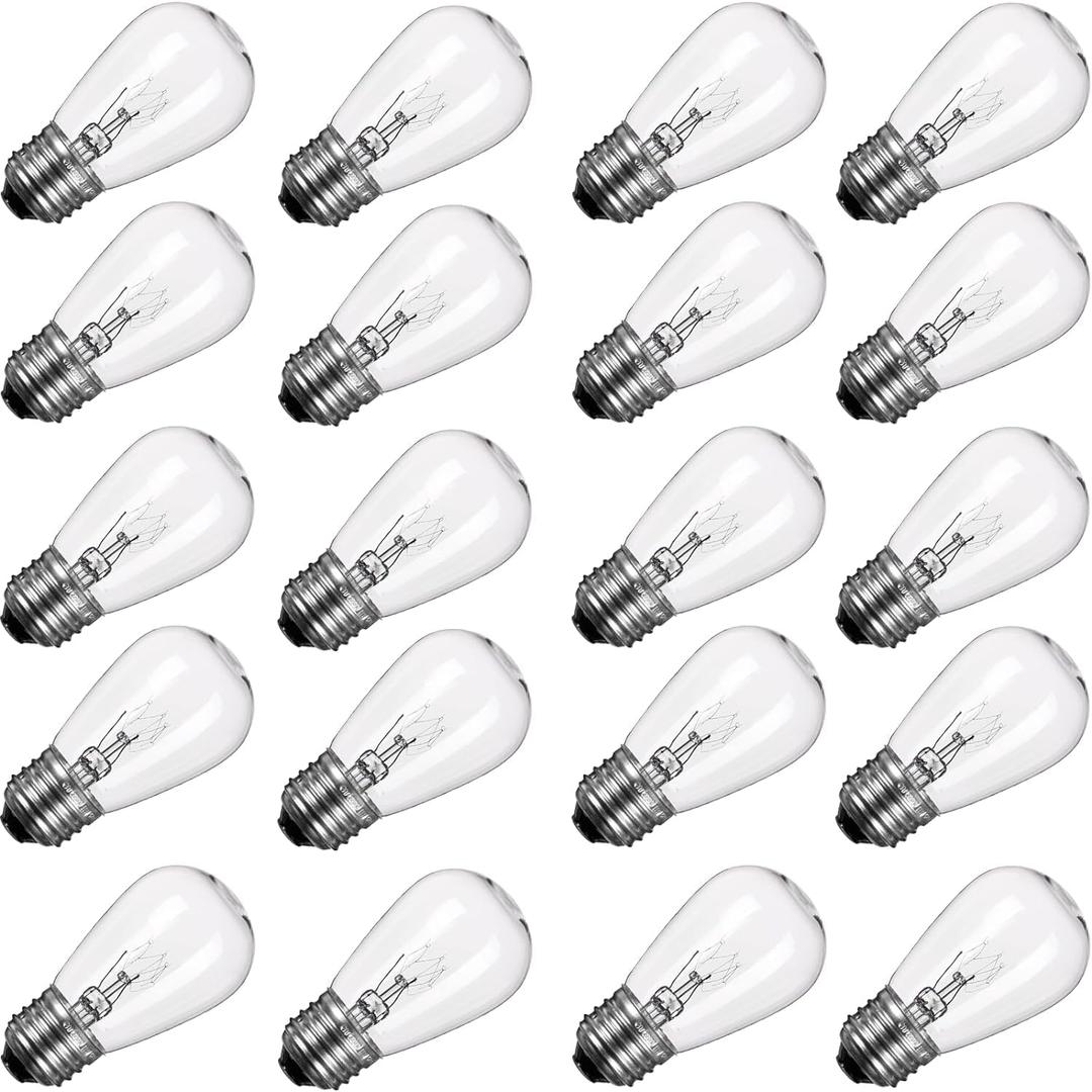 Minetom 8 Pack S14 Replacement Light Bulbs - 11 Watt Warm Incandescent Edison Light Bulbs with E26 Medium Base for Commercial Grade Outdoor Patio String Lights
