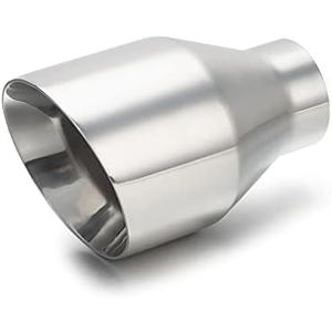 LCGP 2.5" inlet Universal Diesel Exhaust Tip 4.5" Outlet 07" Long Tail Tip, Polished & Double Wall Angle Cut