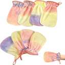 PHOGARY 8 Pack Bath Mitts Coral Fleece Washcloths, Soft Face Showering Cleansing Washcloth, Bath SPA Terry Cloth, Reusable Makeup Remover Mitt, European Style Wash Cloth with Hanging Loop(Tie Dye)