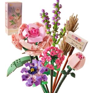 Mini Bricks Flower Bouquet Building Sets, 547 PCS DIY Unique Decoration Home, Artificial Flowers for Ages 8-12 Years Old Girl, Adults Gift