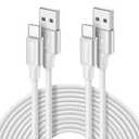 Baiwwa White USB Type C Cable [10ft, 2-Pack], Long iPhone 16 15 Pro Max Charger Cable, USB A to USB C Fast Charge for iPhone 16 15 Pro Max Plus, USB C Charging Cord