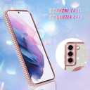 Bonoma Compatible with Samsung Galaxy S21 Plus Case Support for MagSafe, Plating Heart Glitter Magnetic Case TPU Camera Protection Back Cover for Phone Case -Pink