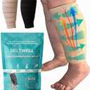 Beltwell Adjustable Lymphedema Calf Compression Wrap for Swelling, Edema, Lipedema, Circulation, Heaviness, Pain - Easy to put on (XXL - SHORT, Beige)