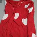 Tutorutor Womens Cute Love Heart Print Sweaters Oversized Off The Shoulder Loose Knitted Valentine Pullover Blouse Top (Small, Y Red)