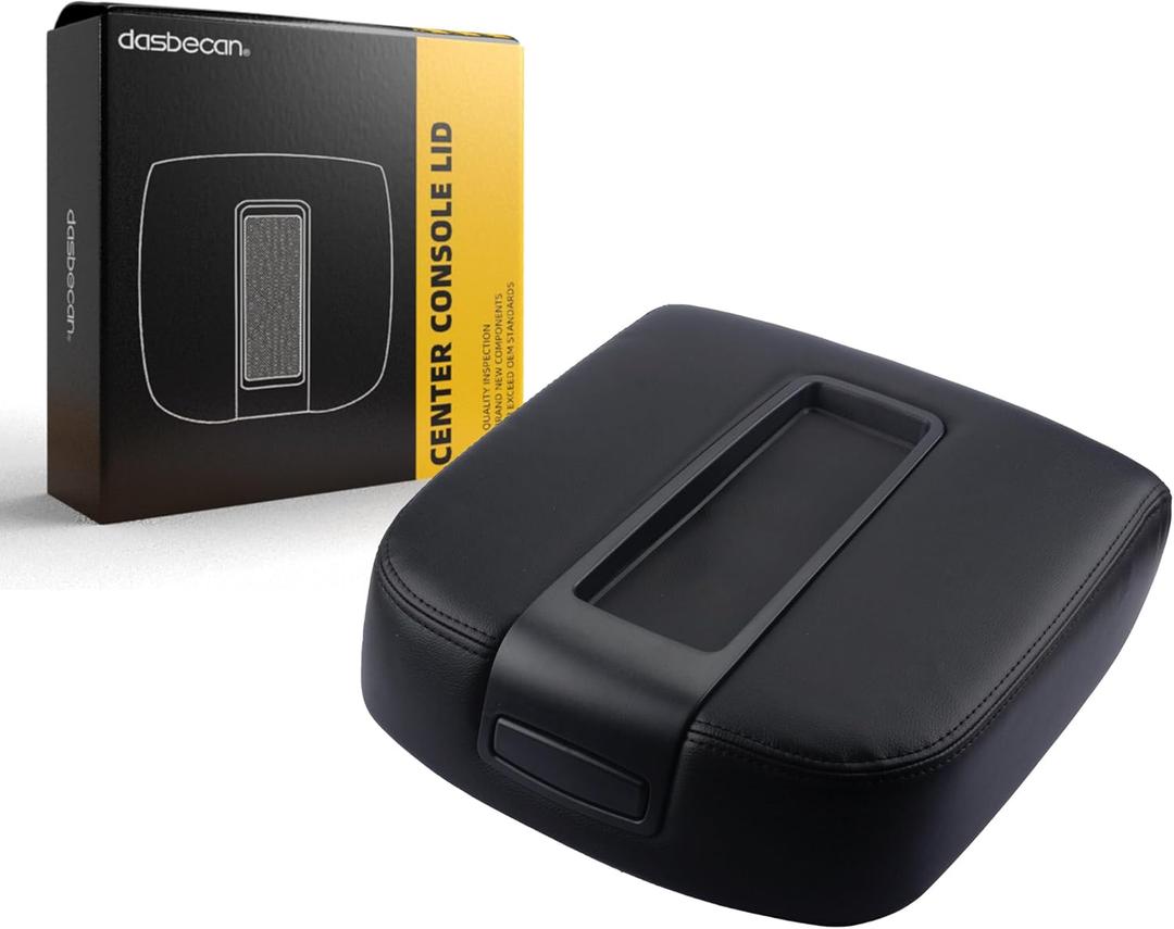 Dasbecan Center Console lid Armrest Cover Compatible with 2007-2014 Chevy Avalanche Silverado Suburban 1500 2500 GMC Yukon Sierra 2500HD 3500HD Armrest Center Console Cover Lid Kit 15217111(Black)