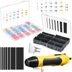 Mimorou 400 Pcs Heat Shrink Solder Seal Wire Connectors Kit with Heat Waterproof Electrical Wire Connectors and 180 Pcs 3: 1 Tubing for Automotive, Marine, Wiring Repair(Black)