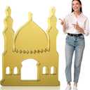 Thyle 5 ft Arabian Mosques Stand-up Cardboard Cutout Life Size Ramadan Eid Mosque Decoration Islam Muslim Backdrop Photo Prop for Muslim Interactive Praying Quran Book Pray and Islam Teach Gift