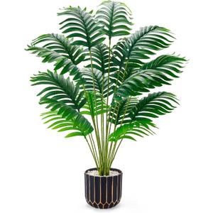 Der Rose Fake Plants Tall 28'' Artificial Palm Tree Faux Plants Indoor for Living Room Home House Decor