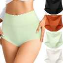 ASIMOON Womens Underwear High Waisted No Show Seamless Panties Full Coverage Tagless Plus Size Briefs Ladies 4 Pack (M)
