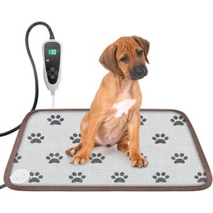 Pet Heating Pad 22x18 in Cat Heating Pads for Cats Waterproof Smart Thermostat Switch, Adjustable Heated Cat Bed, Adding Wire Rope Wires Cat Warming Pad-Paw Print