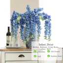 Dailisen 3 Strands 40'' Silk Blue Wisteria Artificial Flowers, Fake Wisteria Floral Hanging Plant Garland, for Home Decor, Party, Floor Vase, Balcony, Wedding Arrangement Decoration (Blue)