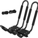 KZU 2 PCS Kayak Roof Rack, Surf Board Carrier, Canoe, Surf Board, Ski Board, Snow Board Holder on Roof Top, Mount Racks for Car, Truck J Bar with 4 pcs Tie Down Straps, NJD423