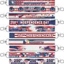 Junkin 120 Pcs 250th Anniversary Keychain Patriotic Gift Bulk 4th of July Lanyard Red White Blue Keychain Gifts for Independence Day Freedom Memorial Day Party Supplies Goodie Bag Stuffer Filler