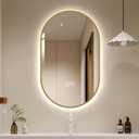 LAIYA 36x22 Inch Oval LED Bathroom Mirror, Gold Frame Backlit Anti-Fog