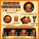 Basketball Party Supplies, 142Pcs Basketball Sports Theme Birthday Party Supplies Tableware Set,Include Basketball Plates and Napkins,Cups,Banner,Tablecloth for Basketball Birthday Decorations
