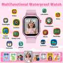 Wiszodet Kids Waterproof Smart Watch Girls Gift Age 3-12 with 39 Game HD Touch Screen Music Player Video Camera Pedometer Alarm Clock Birthday Gift for 6 7 8 9 Year Olds Pink