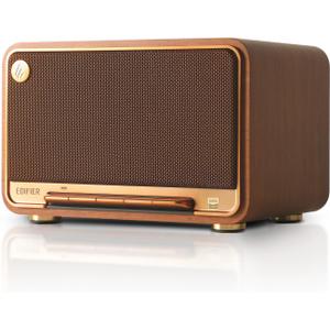 Edifier D32 Tabletop Wireless Speaker, Hi-Res Audio, LDAC, ALAC, 60W (RMS), 2.1 Acoustic Architecture, 11h Playtime, APP Control, Bluetooth 5.3, AirPlay2, USB-C and AUX Inputs, Brown