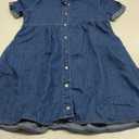GRAPENT Denim Dress for Women Babydoll Tiered Short Sleeve Button Down Jean Shirt Dresses (Medium, Wishful Blue)