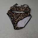 SUUKSESS Women High Waisted 2 Piece Bikini Set Cheeky High Cut Bandeau Swimsuit M Leopard