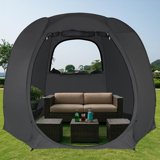 Alvantor Pop Up Screen Tent House Room Instant Outdoor Camping Canopy Sun Shelter Gazebo for Patio, Backyard & Deck, Privacy Tent(2-10 People, 8'x8' 10'x10' 12'x12') (Black, 2-layer Door&Window)