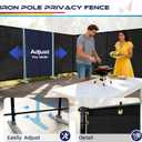 Windscreen4less Outdoor Privacy Fence Screen, 5'x24' Freestanding Privacy Fencing Set with Iron Poles and Ground Spikes, UV Resistant Mesh Cover Garden Pet Fencing for Backyard Patio Pool, Black