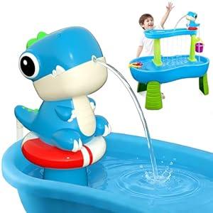 YIDIBOF Dinosaur Water Table Pump - Rechargeable Water Pump for Water Table Accessories - Battery Powered Water Pump Continuous Flow 3 Hours Non-Stop Fun - Summer Outdoor Water Play Toys (Blue)