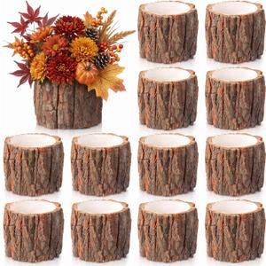 12 Pcs Wooden Vase for Centerpieces Wedding Flower, 4.7 Inch