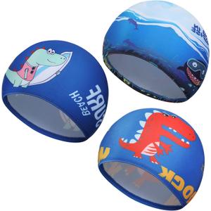 Geyoga 3 Pcs Kids Swim Caps for Boys Girls Age 2-12 Swimming Hat Pool Cap Child Swim Hat for Toddler Youth