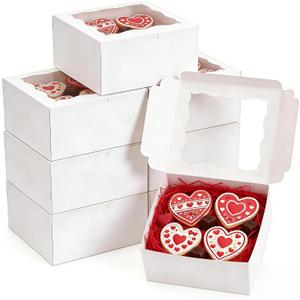 50pcs 5x5x2.5 Inch Cookie Boxes with window Bakery Boxes Dessert Treat Box Chocolate Covered Strawberries Box for Wedding Party Birthday