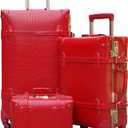 urecity Vintage Luggage Sets of 3 Piece - Hardside Lightweight Spinner Suitcases - Retro Travel Set includes Under Seat Train Case, 26"+20"+12" (Red Alligator)