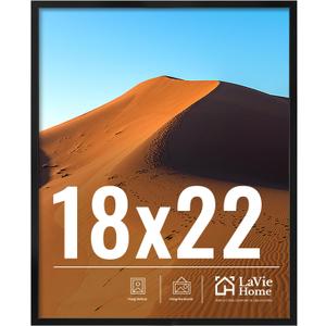 LaVie Home 18x22 Picture Frame for Wall Display, 18x22 Black Picture Frame with HD Plexiglas, 18 x 22 Photo Frame 1 Pack, Display Frame for Vertical or Horizontal, Classic Collection