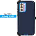 2 x AICase Belt-Clip Holster Case for Samsung Galaxy S21 FE, Drop Protection Full Body Rugged Heavy Duty Case, Shockproof/Drop/Dust Proof Military Grade Protective Durable Phone Case for Galaxy S21 FE 5G (Navy Blue with Belt)