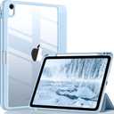 Wenlaty Compatible with iPad Air 11 Inch Case (M3/M2) 2025/2024 New, for iPad Air 7th/6th/5th/4th Generation Case, 11/10.9 Inch with Pencil Holder, Slim Cover with Clear Back Shell, Sky Blue