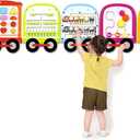 Joyreal Train Activity Wall Busy Board Panels - 8-in-1 Toddler Learning Activity Center - Wooden Montessori Sensory Toys for Playroom, Daycare, Classroom - Educational Toy for All-Round Development