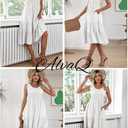 AlvaQ Women Summer Dresses Sleeveless Smocked Midi Dress High Waist Casual Tiered A Line Sundress with Pockets (Red, S)